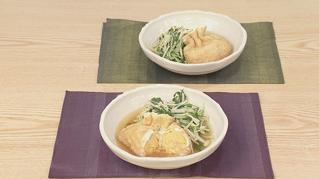 落とし卵の袋煮 水菜とえのき添え キユーピー3分クッキング 日本テレビ