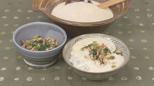 麦とろめし 干ものと小松菜のおかかあえ添え キユーピー3分クッキング 日本テレビ