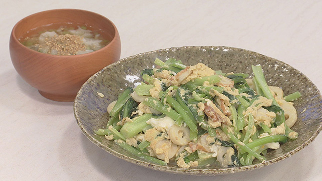 小松菜 ちくわ 卵の炒めもの キユーピー3分クッキング 日本テレビ