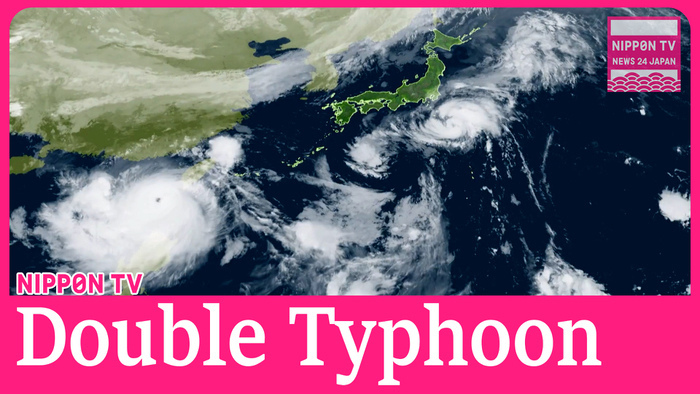 Typhoons Jebi and Krathon approaching Japan