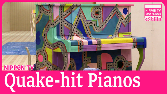 Quake-hit pianos restored with kids' artwork unveiled in Ishikawa