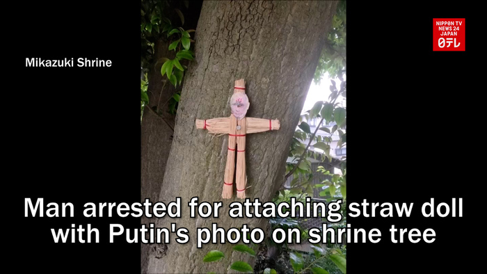 Man arrested for attaching straw doll with Putin's photo on shrine tree