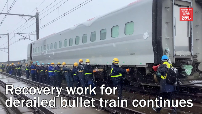 Recovery work for derailed bullet train continues 