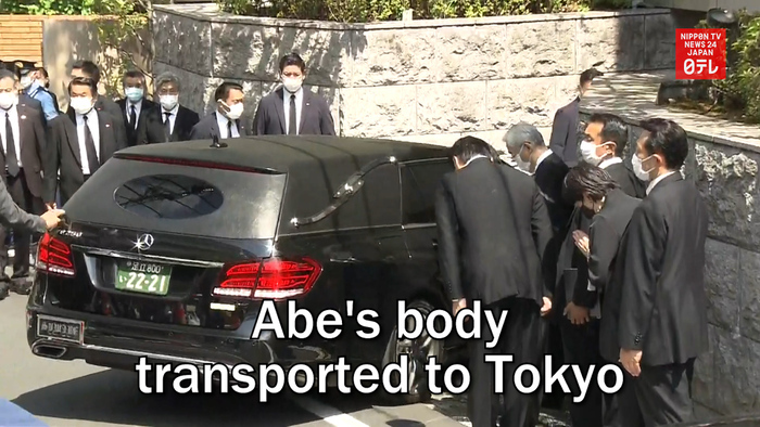Abe's body transported to Tokyo