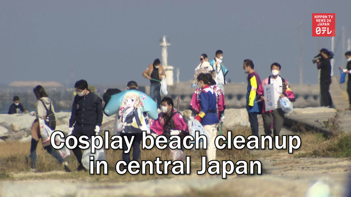 Cosplay beach cleanup in central Japan