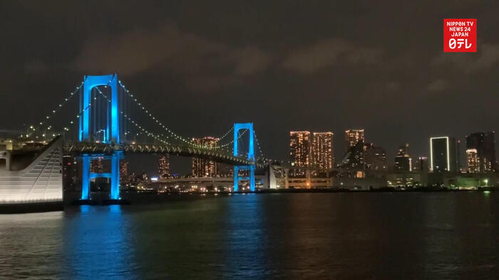 Japan lights up in blue to thank health care workers