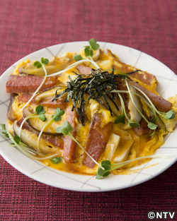 もこみち流 ランチョンミートの卵とじ丼